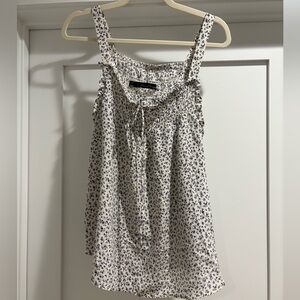 Patterson J Kincaid Floral Silk Top with Navy Blue Print